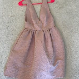 Jill Stuart pink shimmer deep v cocktail dress